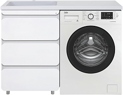 Misty Тумба с раковиной Чегет 55 L белая под стиральную машину – фотография-1